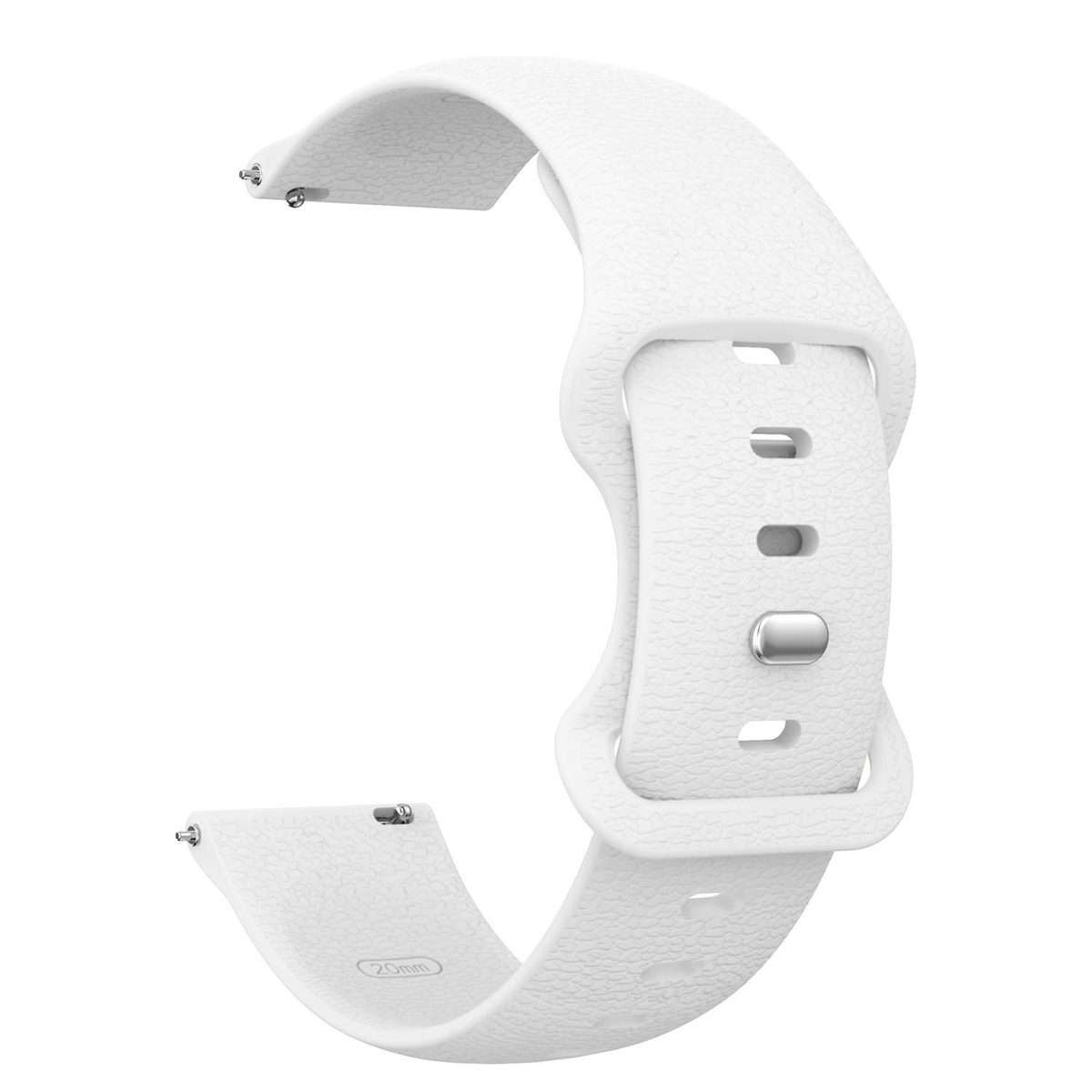 18mm Lychee Texture Butterfly Clasp Solid Color Silicone Watch Band(White)