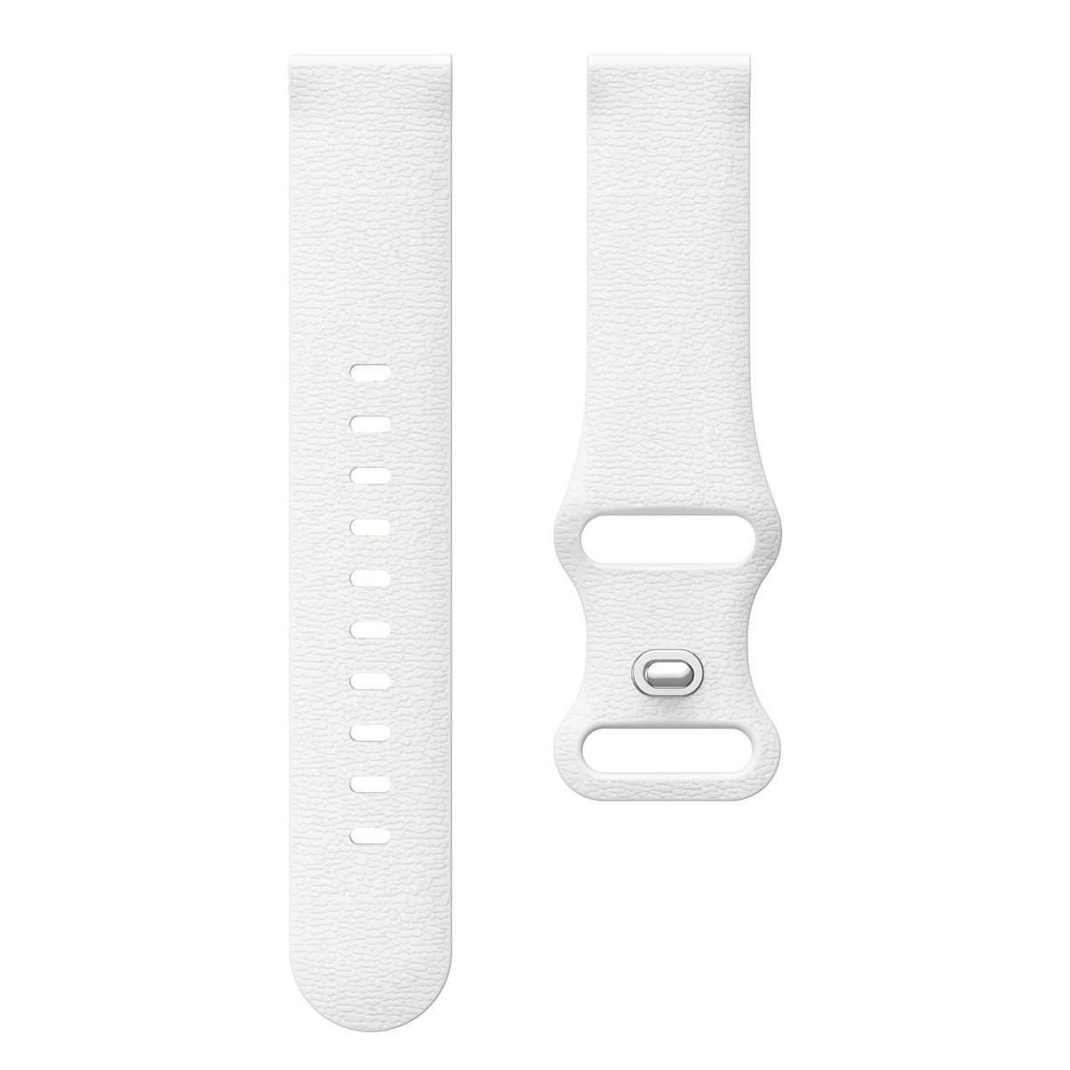 18mm Lychee Texture Butterfly Clasp Solid Color Silicone Watch Band(White)