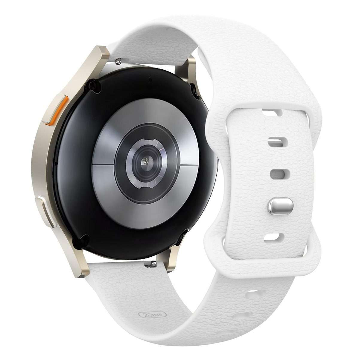 18mm Lychee Texture Butterfly Clasp Solid Color Silicone Watch Band(White)