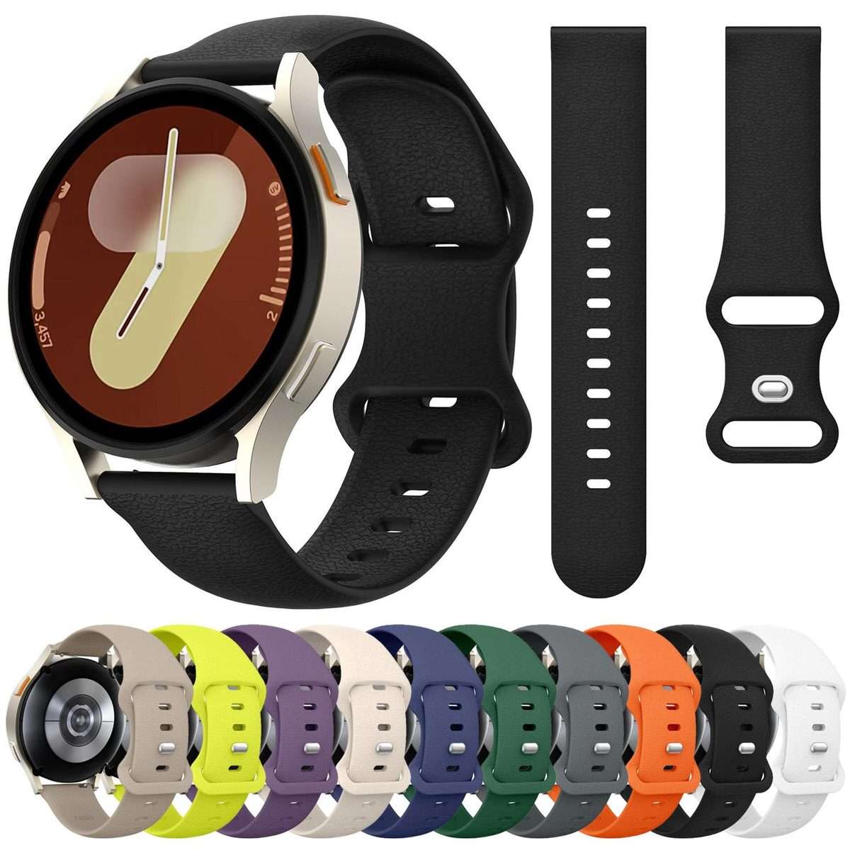 18mm Lychee Texture Butterfly Clasp Solid Color Silicone Watch Band(White)