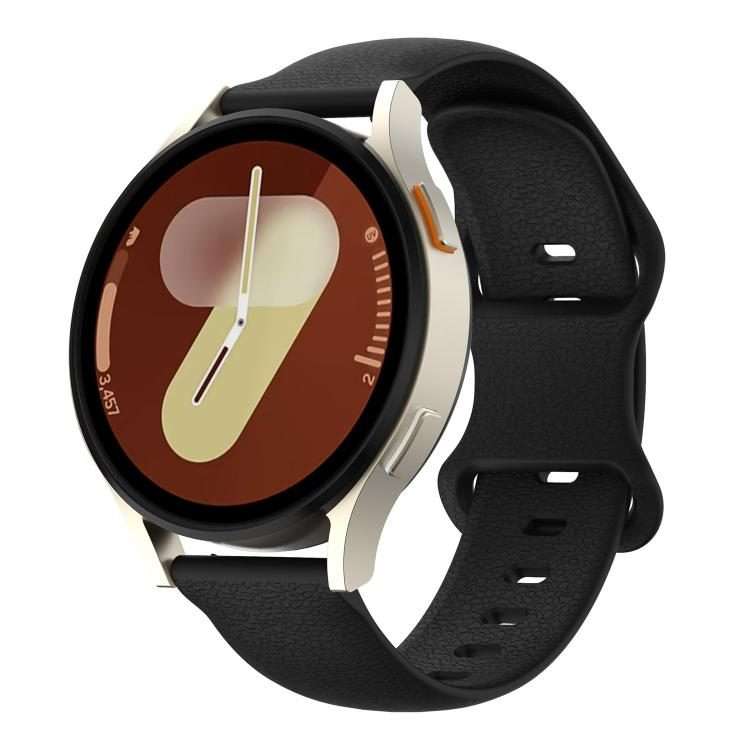18mm Lychee Texture Butterfly Clasp Solid Color Silicone Watch Band(Black)