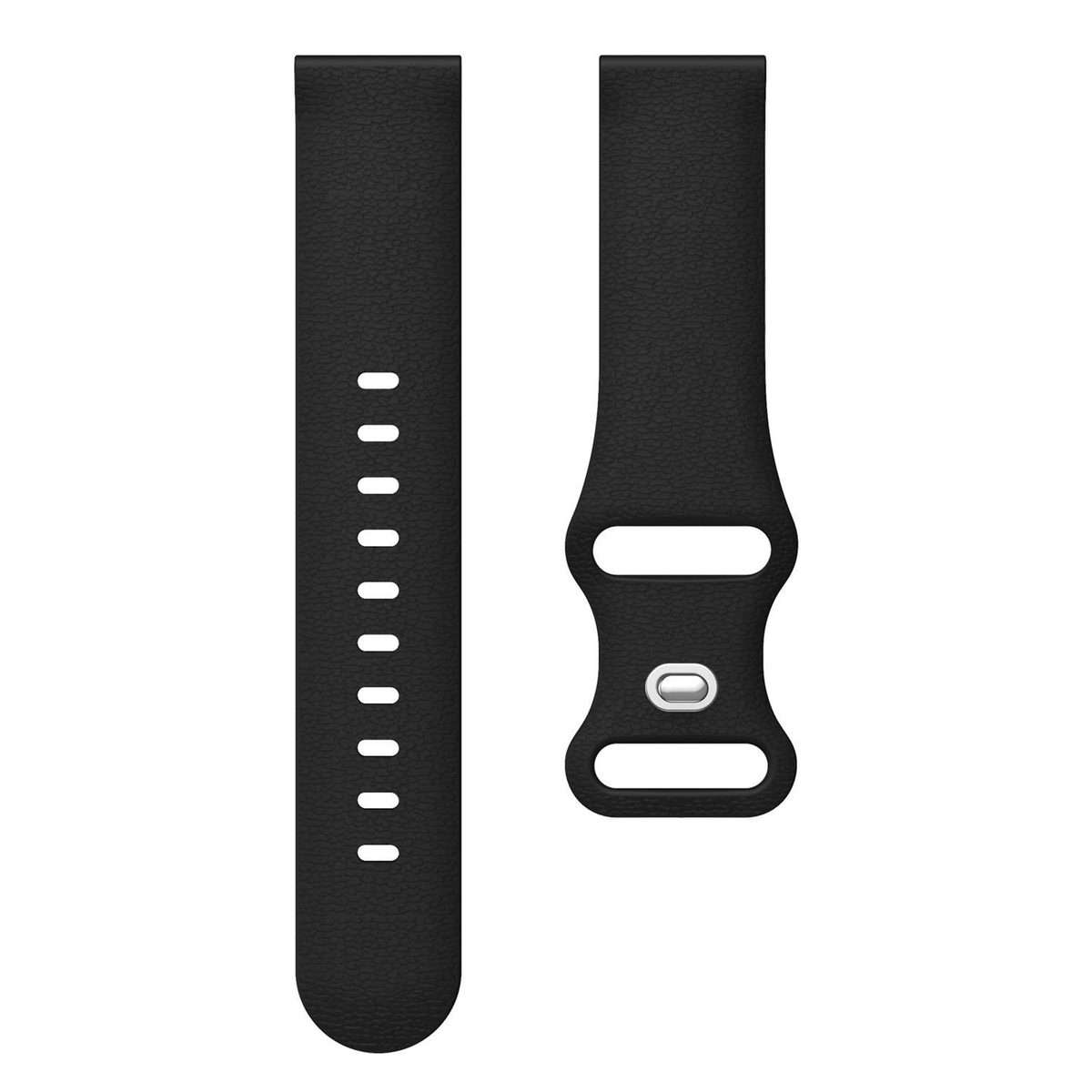 18mm Lychee Texture Butterfly Clasp Solid Color Silicone Watch Band(Black)