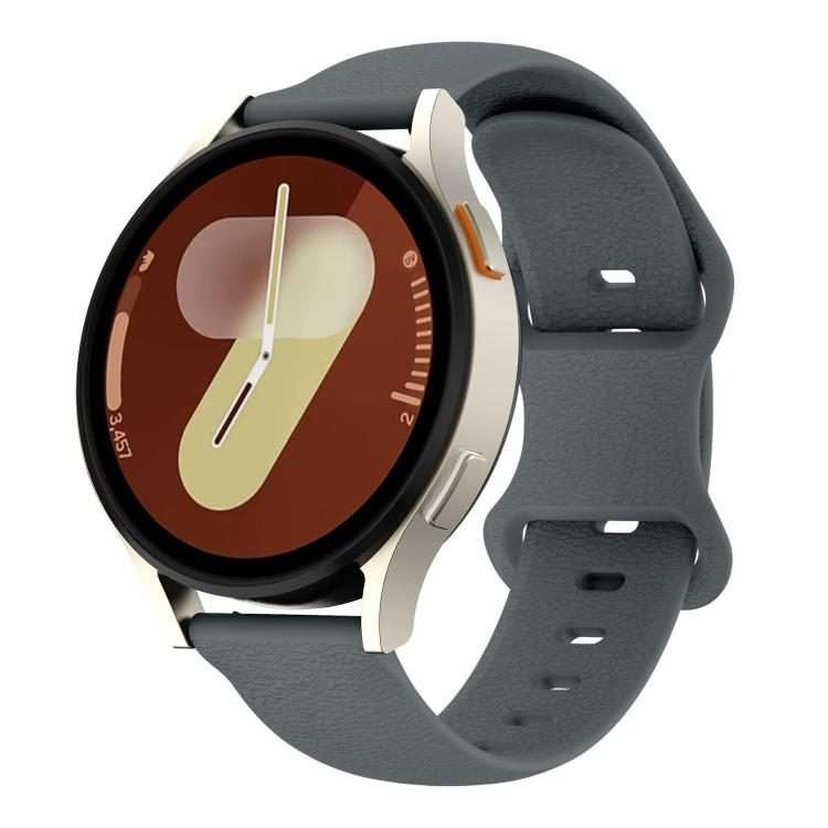 18mm Lychee Texture Butterfly Clasp Solid Color Silicone Watch Band(Starlight Grey)