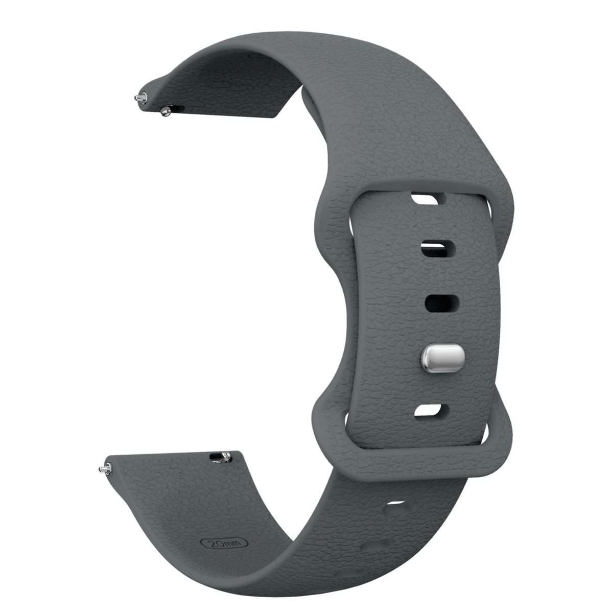 18mm Lychee Texture Butterfly Clasp Solid Color Silicone Watch Band(Starlight Grey)