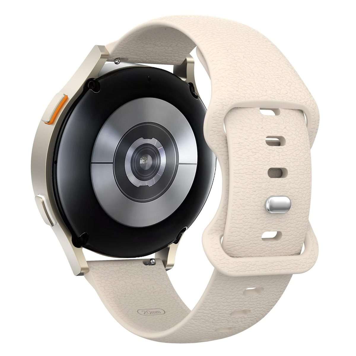 18mm Lychee Texture Butterfly Clasp Solid Color Silicone Watch Band(Starlight)