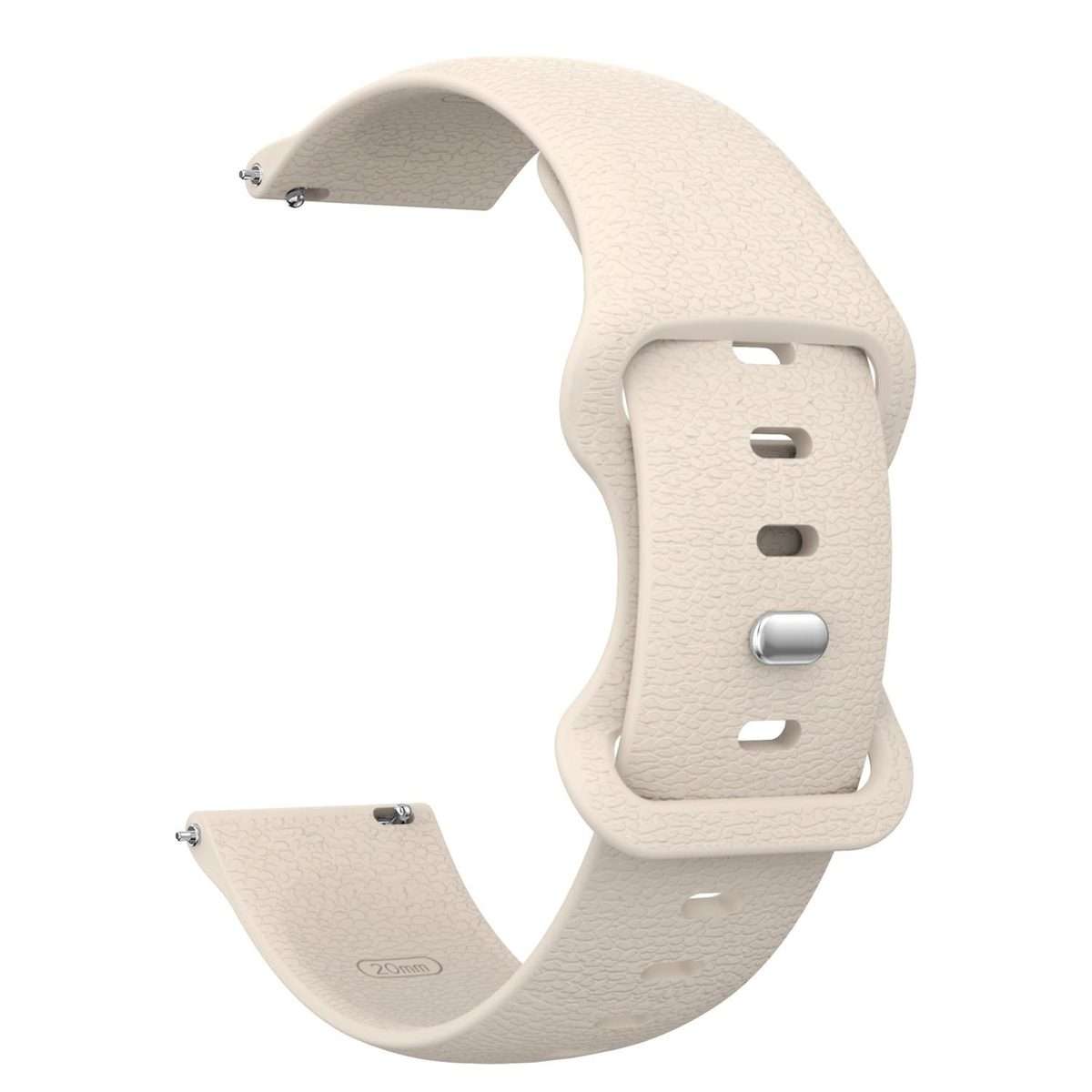 18mm Lychee Texture Butterfly Clasp Solid Color Silicone Watch Band(Starlight)