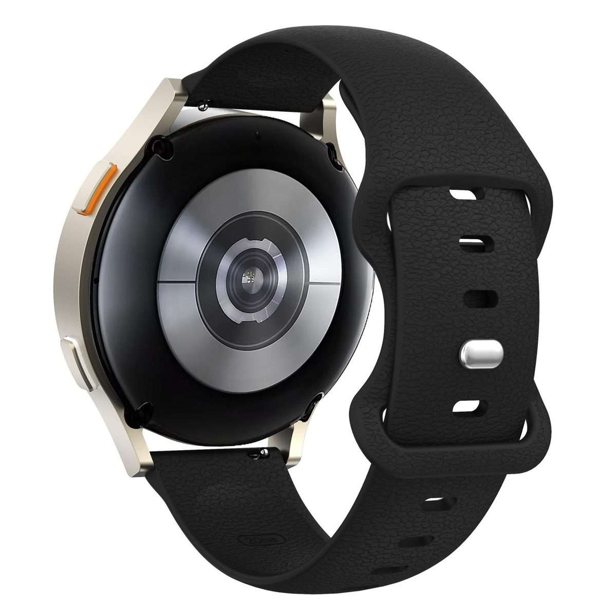 22mm Lychee Texture Butterfly Clasp Solid Color Silicone Watch Band(Black)