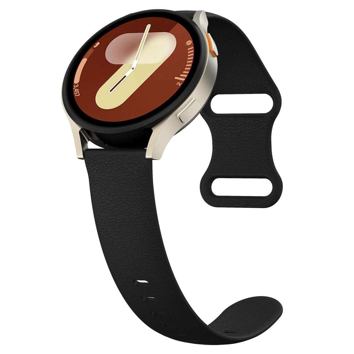 22mm Lychee Texture Butterfly Clasp Solid Color Silicone Watch Band(Black)