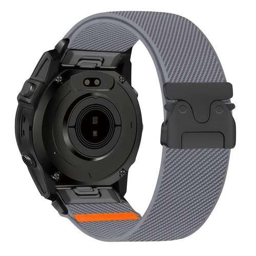 For Gamin 26mm Parachute Buckle Diagonal Weave Stretch Nylon Watch Band(Space Grey)
