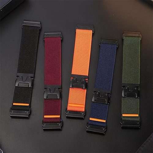 For Gamin 26mm Parachute Buckle Diagonal Weave Stretch Nylon Watch Band(Space Grey)