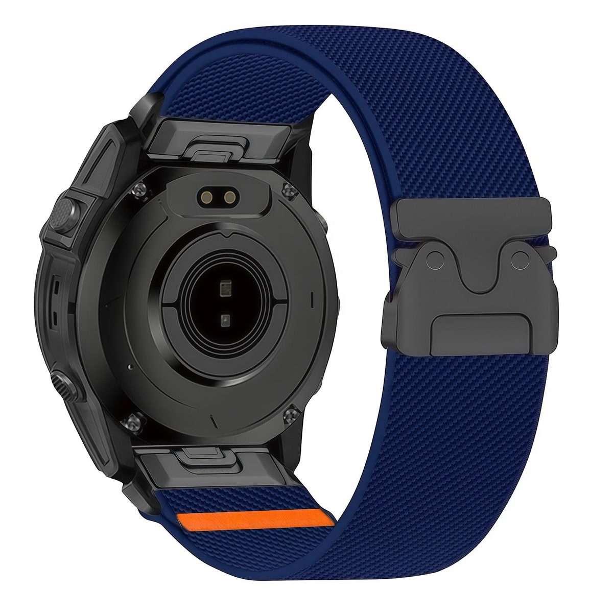 For Gamin 26mm Parachute Buckle Diagonal Weave Stretch Nylon Watch Band(Midnight Blue)