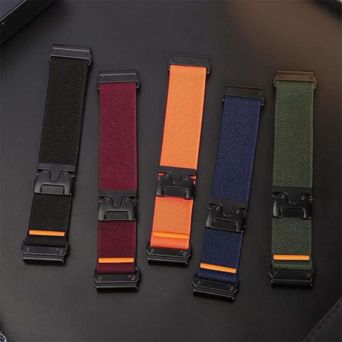 For Gamin 26mm Parachute Buckle Diagonal Weave Stretch Nylon Watch Band(Midnight Blue)