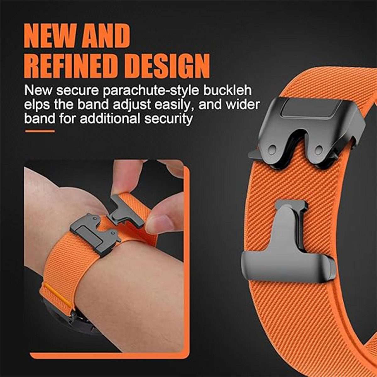 For Gamin 26mm Parachute Buckle Diagonal Weave Stretch Nylon Watch Band(Midnight Blue)