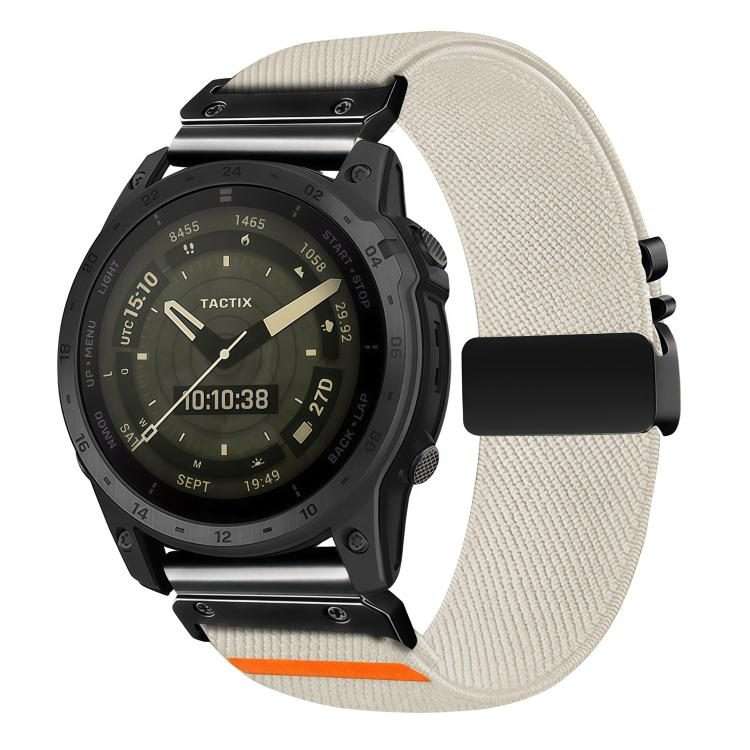 For Gamin 26mm Parachute Buckle Diagonal Weave Stretch Nylon Watch Band(Starlight)