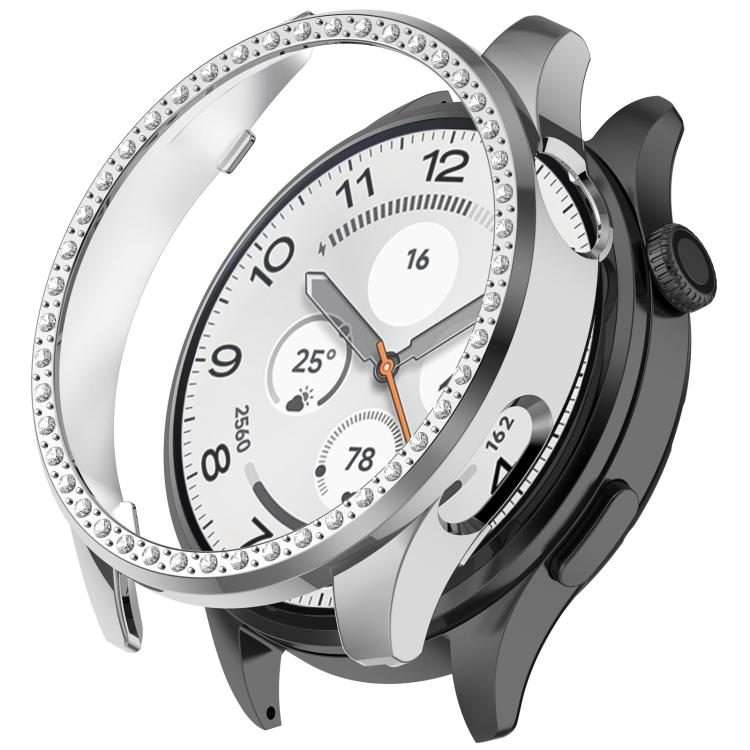For Xiaomi Watch 5 Single Row Diamond Half Coverage Hollow PC Watch Pro ... (Electroplated Silver)
