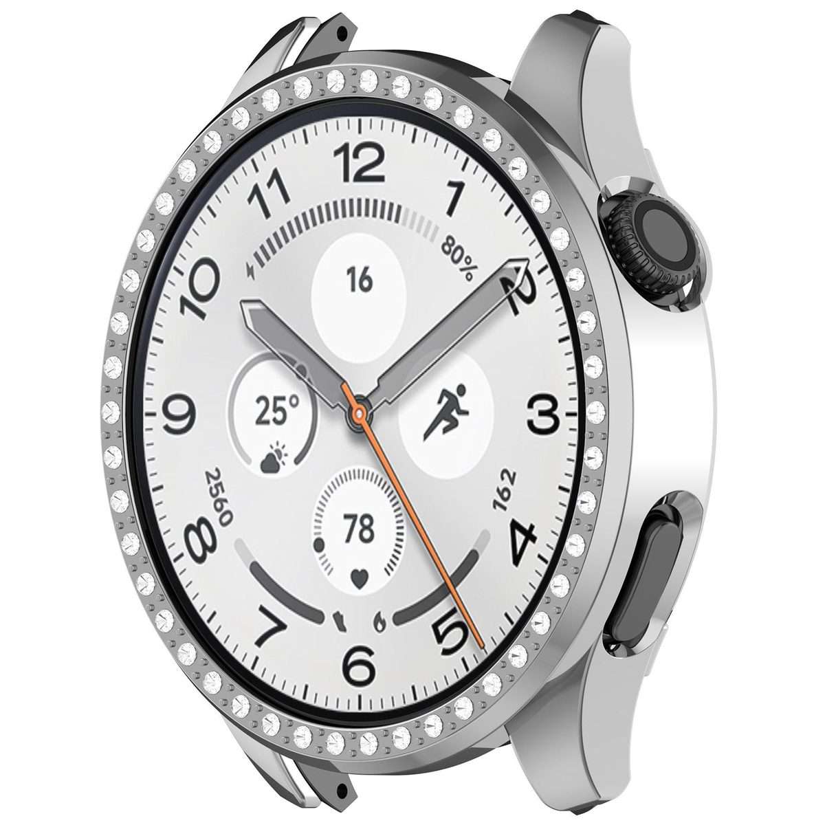 For Xiaomi Watch 5 Single Row Diamond Half Coverage Hollow PC Watch Pro ... (Electroplated Silver)
