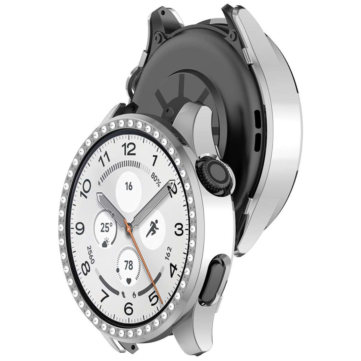 For Xiaomi Watch 5 Single Row Diamond Half Coverage Hollow PC Watch Pro ... (Electroplated Silver)