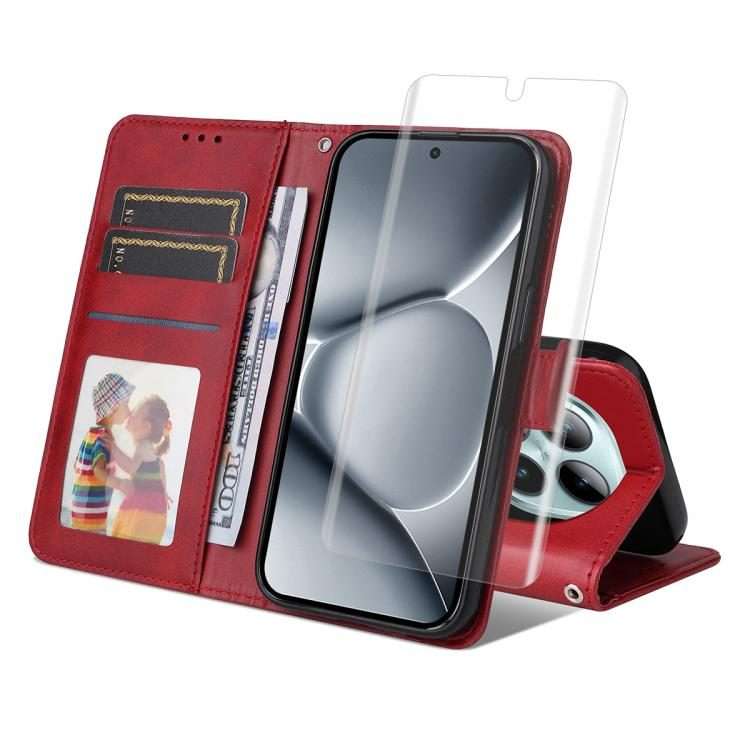 For Redmi Note 15 Pro+ 5G Global 163.3mm ENKAY Card Wallet Calf Texture Leather Phone Ca ... (Red)