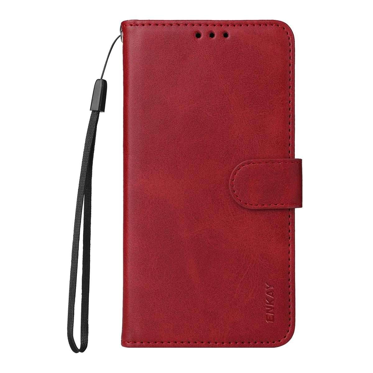 For Redmi Note 15 Pro+ 5G Global 163.3mm ENKAY Card Wallet Calf Texture Leather Phone Ca ... (Red)