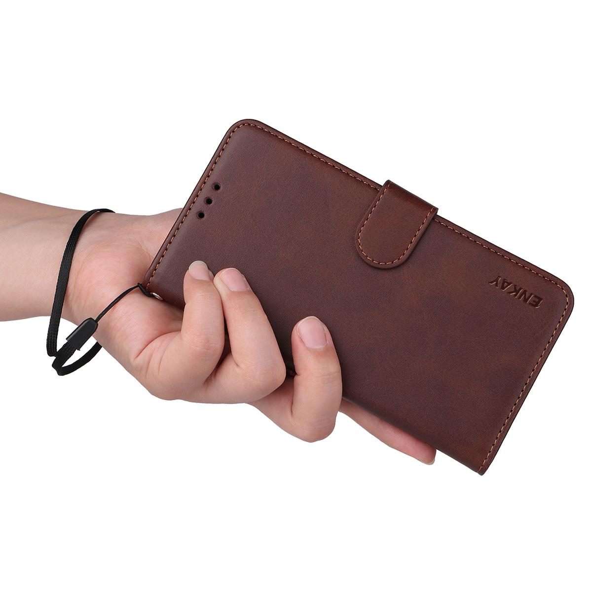 For Redmi Note 15 Pro+ 5G Global 163.3mm ENKAY Card Wallet Calf Texture Leather Phone Ca ... (Red)