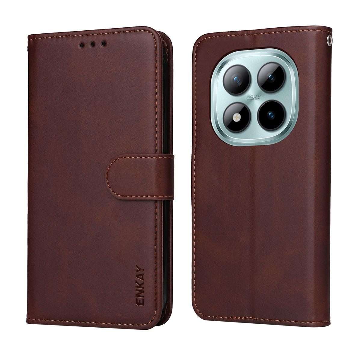 For Redmi Note 15 Pro+ 5G Global 163.3mm ENKAY Card Wallet Calf Texture Leather Phone Ca ... (Red)