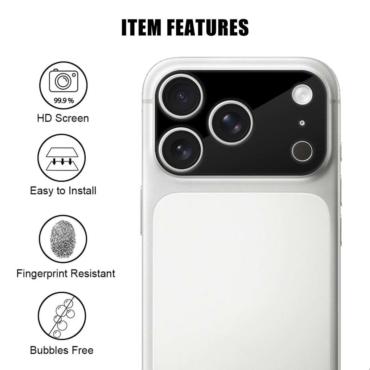 For iPhone 17 Pro Max Kalebol Silk-Screened HD Anti-Fingerprint AR Integrated Camera Lens Tempered