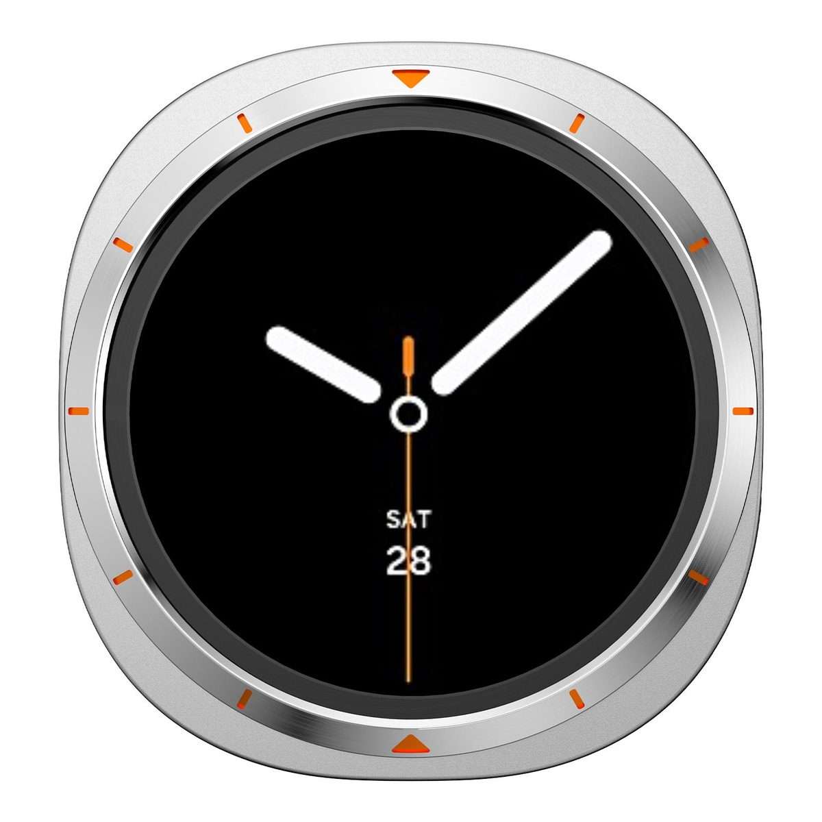 For Samsung Galaxy Watch8 44mm Metal Frame PC Back Cover Watch Pro ... (Silver Border Orange Text)