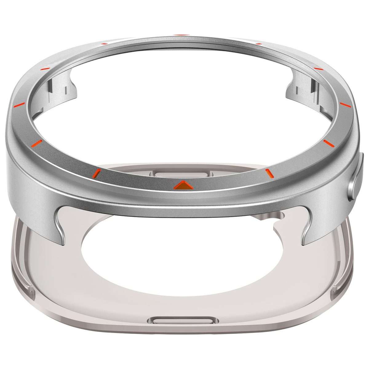 For Samsung Galaxy Watch8 44mm Metal Frame PC Back Cover Watch Pro ... (Silver Border Orange Text)