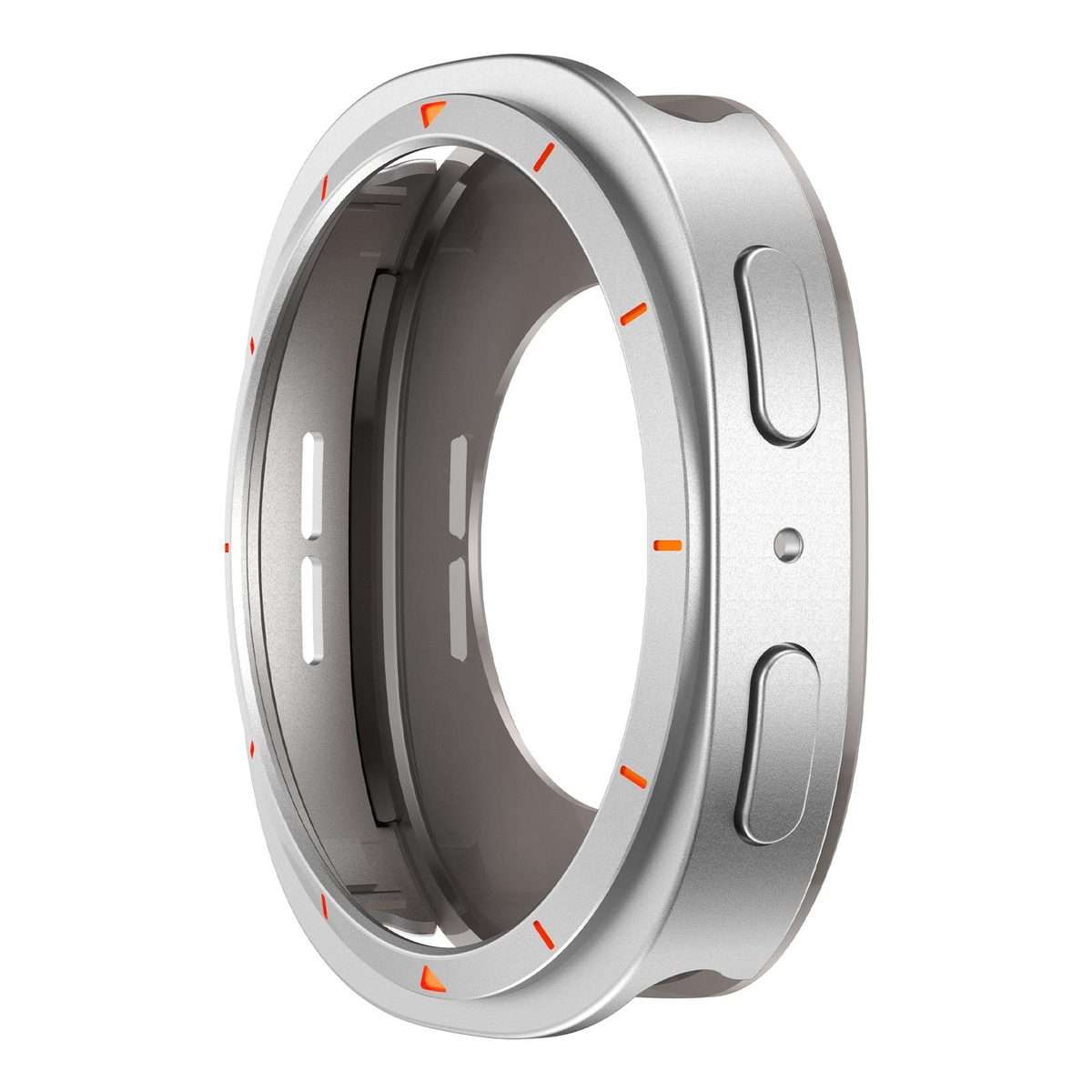 For Samsung Galaxy Watch8 44mm Metal Frame PC Back Cover Watch Pro ... (Silver Border Orange Text)