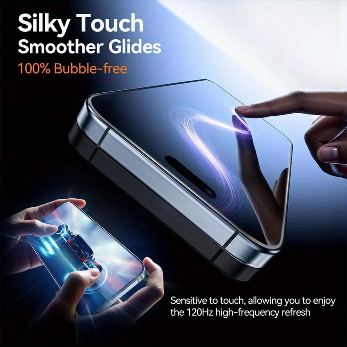 For iPhone 16 Pro Max Smooth Anti-Fingerprint Easy Install Dust-Free Box Privacy Tempered Glass Fi