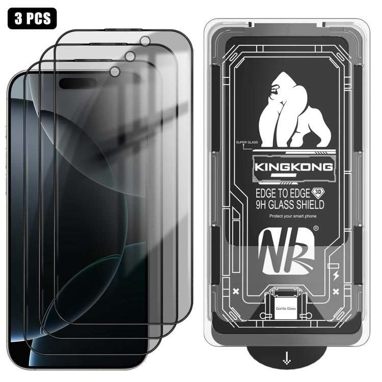 For iPhone 16 Pro Max 3pcs Easy Install Box Dust-Free 3D Curved Edge Privacy Electroplated Explosi