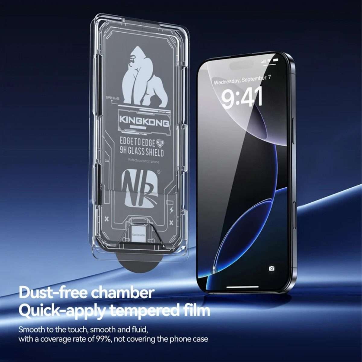 For iPhone 15 Pro 3pcs Easy Install Box Dust-Free 3D Curved Edge Privacy Electroplated Explosion-P