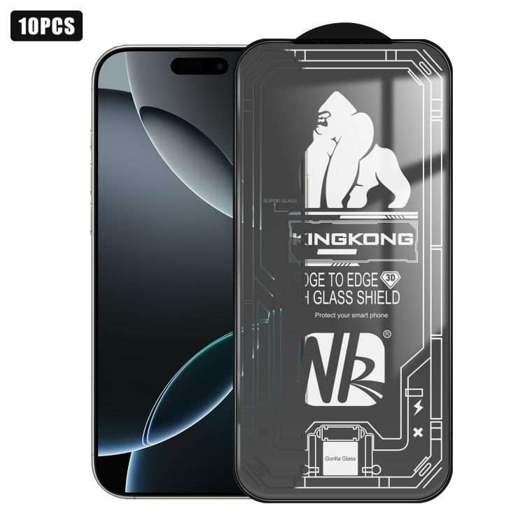 For iPhone 16 Pro Max 10pcs 3D Large Arc Edge Electroplated Explosion-Proof Scratch-Resistant Full