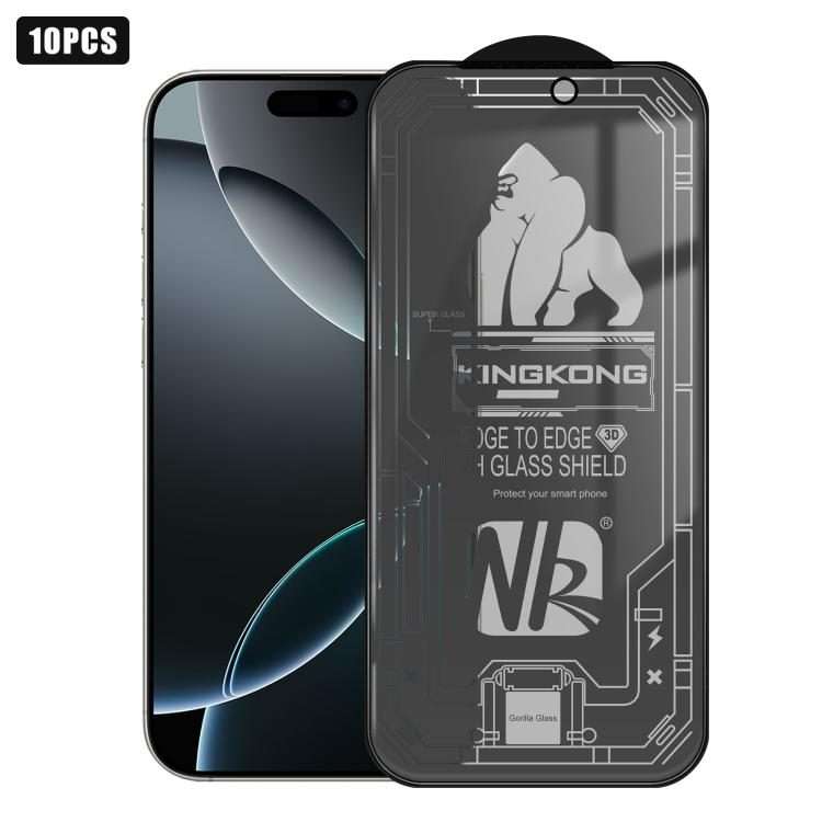 For iPhone 16 Pro Max 10pcs 3D Large Arc Edge Electroplated Explosion-Proof Scratch-Resistant Full