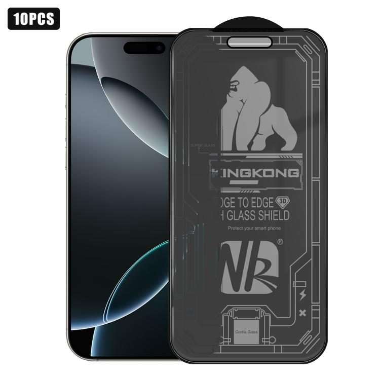 For iPhone 16 Pro Max 10pcs 3D Large Arc Edge Electroplated Explosion-Proof Scratch-Resistant Full