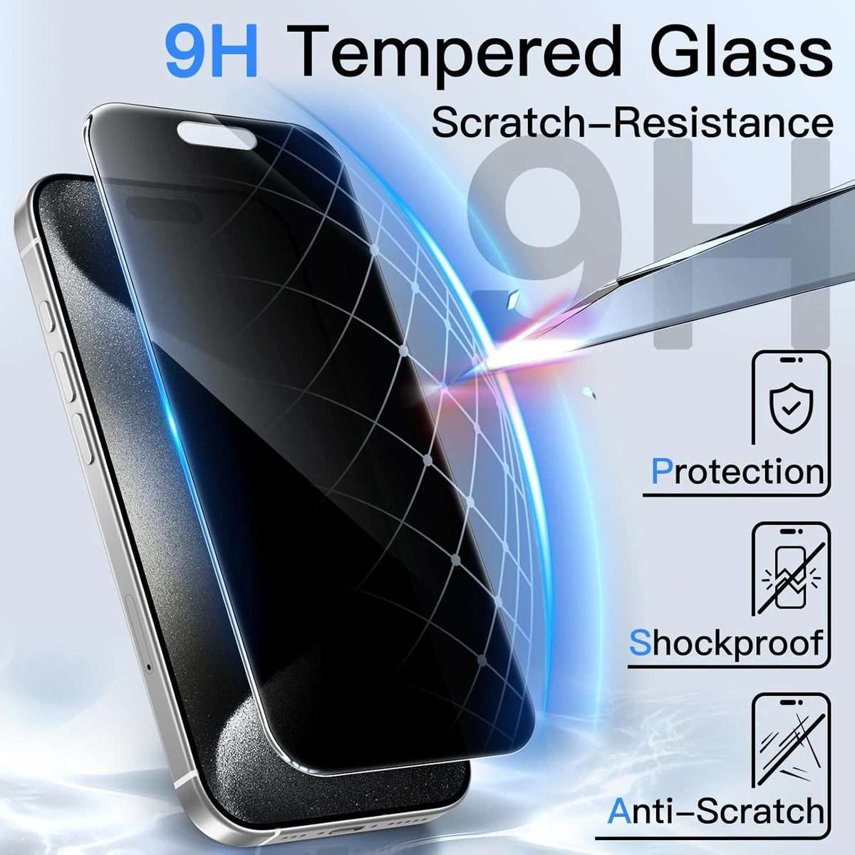 For iPhone 15 Pro Max 10pcs 3D Large Arc Edge Electroplated Explosion-Proof Scratch-Resistant Full