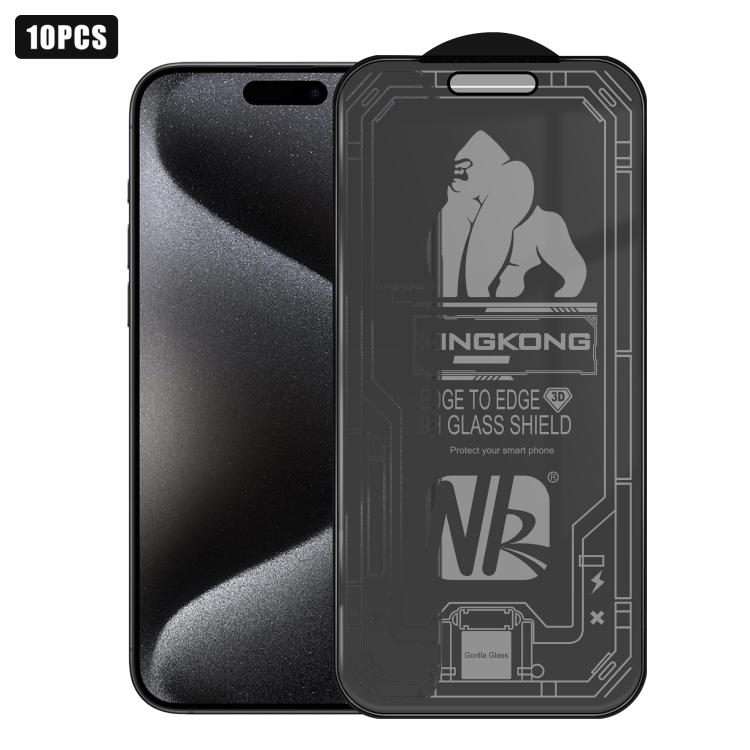 For iPhone 15 Pro 10pcs 3D Large Arc Edge Electroplated Explosion-Proof Scratch-Resistant Full-Scr