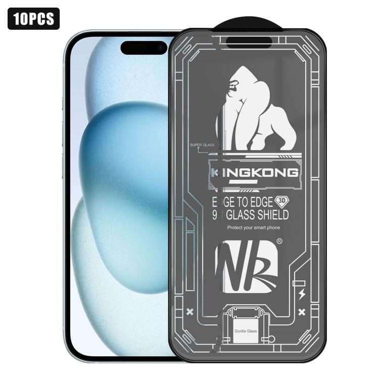 For iPhone 15 10pcs 3D Large Arc Edge Electroplated Explosion-Proof Scratch-Resistant Full-Screen
