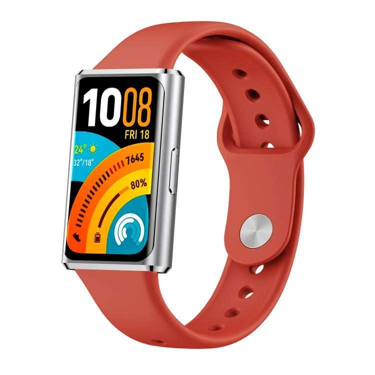 For Huawei Band 11 / Band 11 Pro Glossy Reverse Buckle Solid Color Silicone Watch Band(Dark Red)