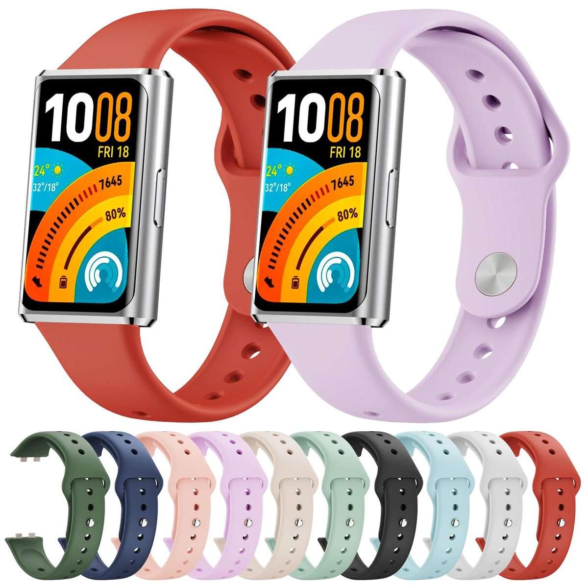 For Huawei Band 11 / Band 11 Pro Glossy Reverse Buckle Solid Color Silicone Watch Band(Dark Red)