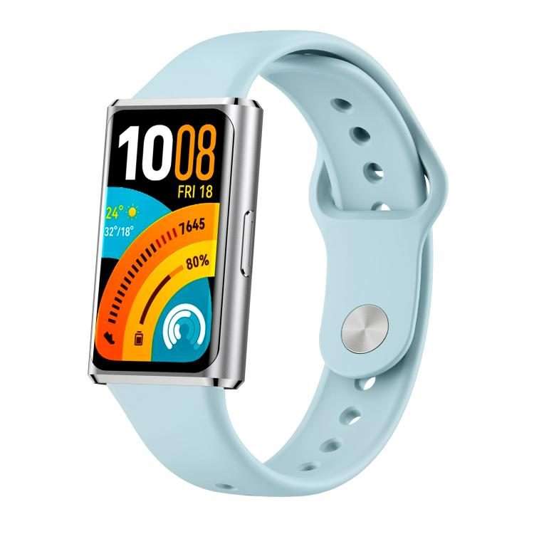 For Huawei Band 11 / Band 11 Pro Glossy Reverse Buckle Solid Color Silicone Watch Band(Blue)