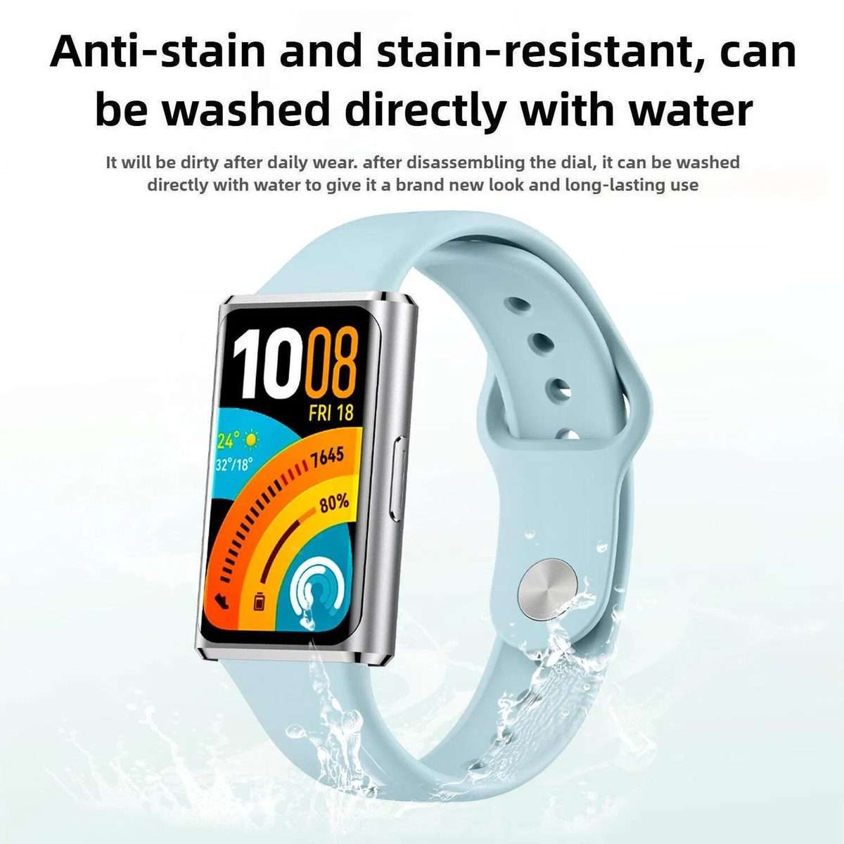 For Huawei Band 11 / Band 11 Pro Glossy Reverse Buckle Solid Color Silicone Watch Band(Blue)