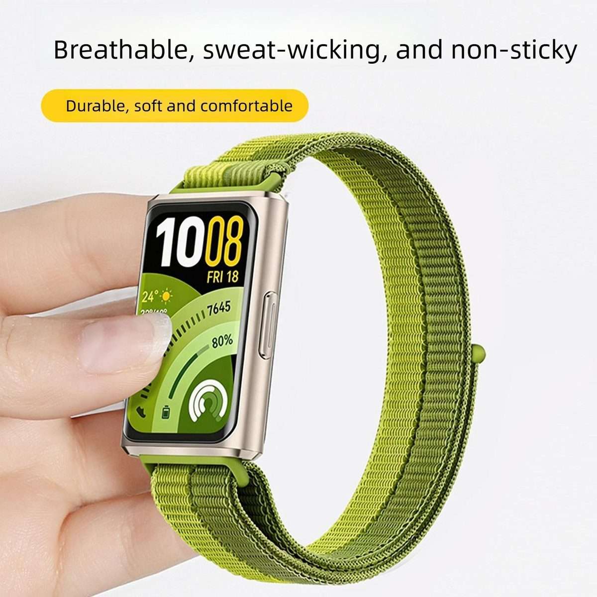 For Huawei Band 11 / Band 11 Pro Adjustable Nylon Hook And Loop Fastener Watc ... (Vibrant Orange)