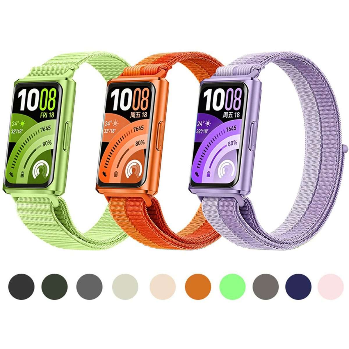 For Huawei Band 11 / Band 11 Pro Adjustable Nylon Hook And Loop Fastener Watc ... (Holiday Orange)