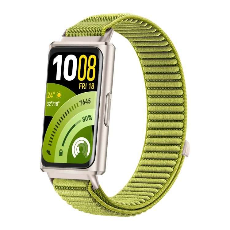 For Huawei Band 11 / Band 11 Pro Woven Nylon Hook And Loop Fastener Metal Interface Wa ... (Green)