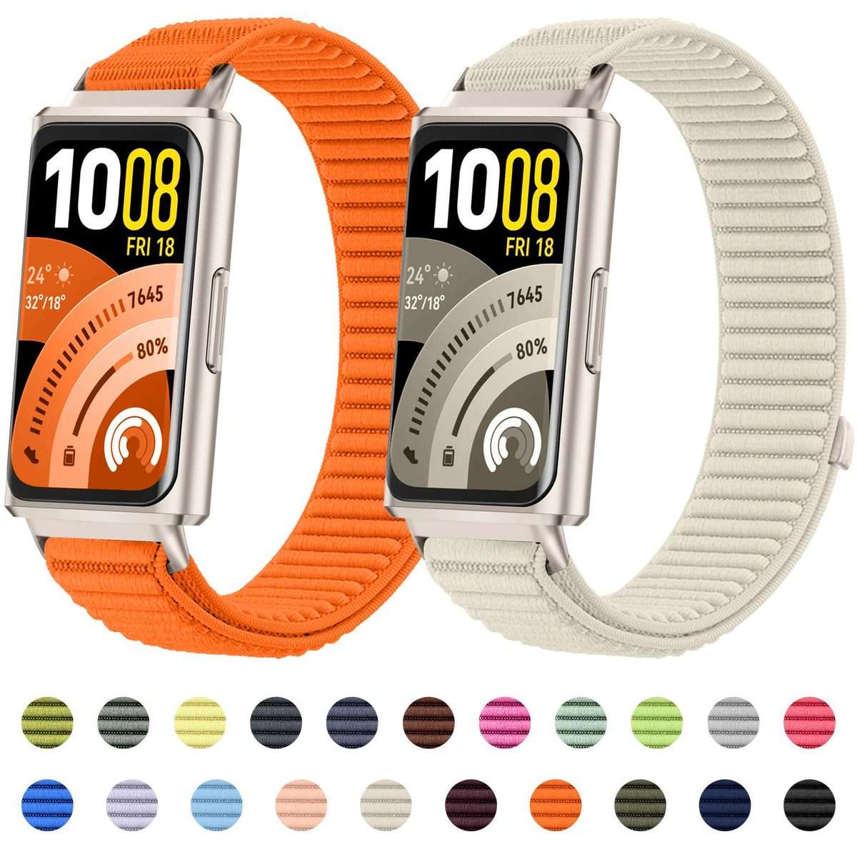 For Huawei Band 11 / Band 11 Pro Woven Nylon Hook And Loop Fastener Metal Interface Wat ... (Plum)