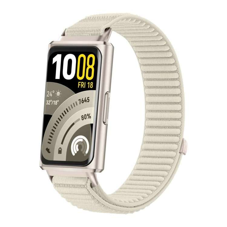 For Huawei Band 11 / Band 11 Pro Woven Nylon Hook And Loop Fastener Metal Interfac ... (Starlight)