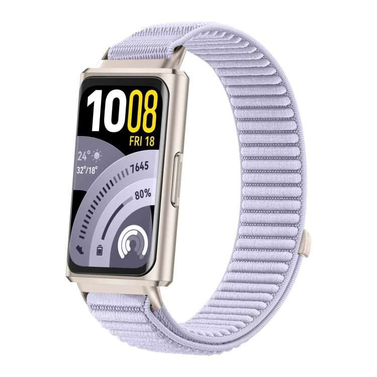 For Huawei Band 11 / Band 11 Pro Woven Nylon Hook And Loop Fastener Metal Interface W ... (Purple)