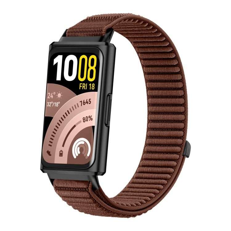 For Huawei Band 11 / Band 11 Pro Woven Nylon Hook And Loop Fastener Metal Interfa ... (Terracotta)