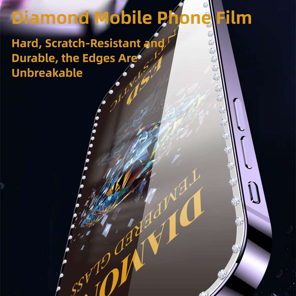 For iPhone 15 Pro Max 10pcs Full-Screen Diamond-Studded Silkscreen High-Definition Anti-Static Tem